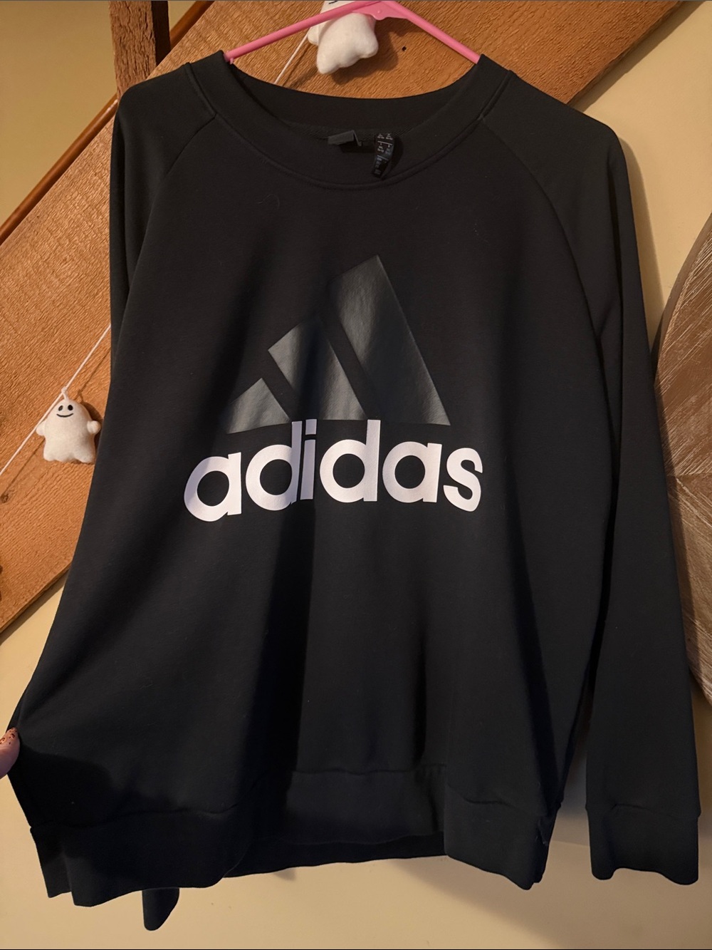 adidas Black Crewneck with Large White Logo